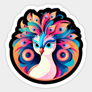 Peacock Bird Illustration Sticker